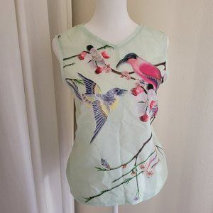 Ted Baker Bird Flower Print Sleeveless Blouse Top Spring Summer Lightweight